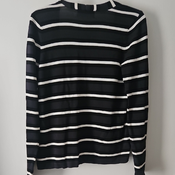Calvin Klein Black and White Striped Cardigan - Picture 6 of 6